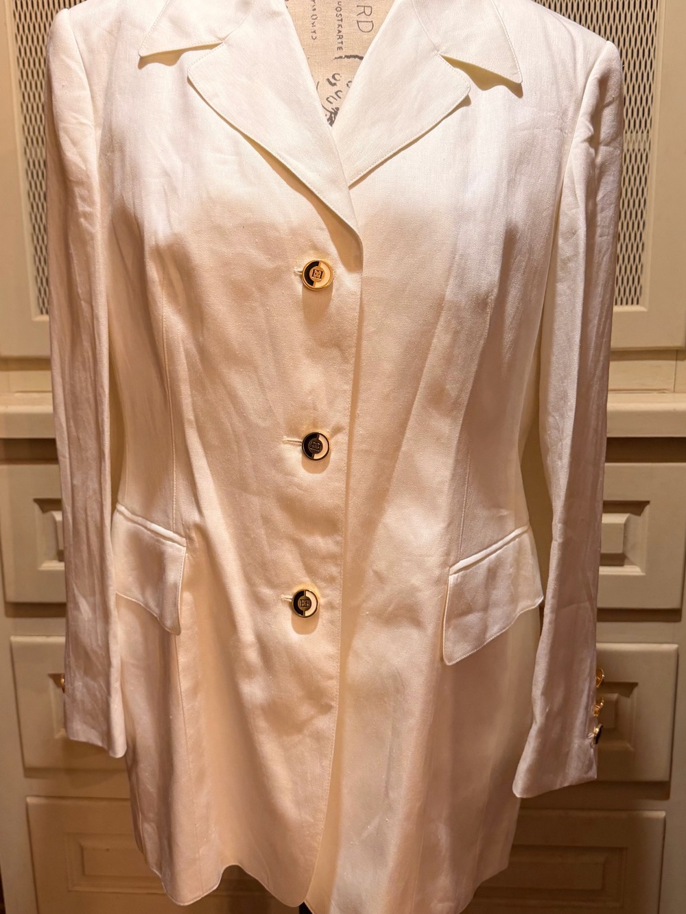 Vintage Escada Margaretha Ley Embroidered Linen Vest Jacket Set NWT